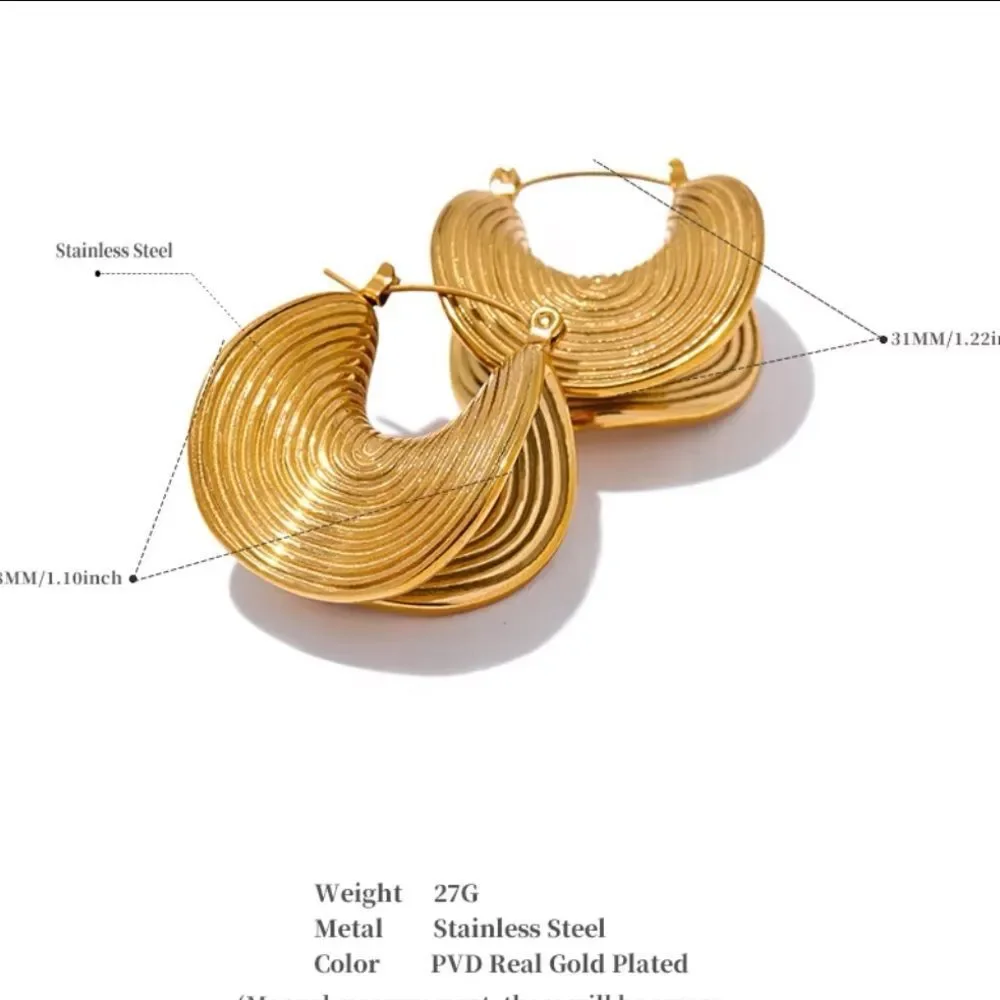 Folded Gold Plated Stainless Steel Hoop Earrings